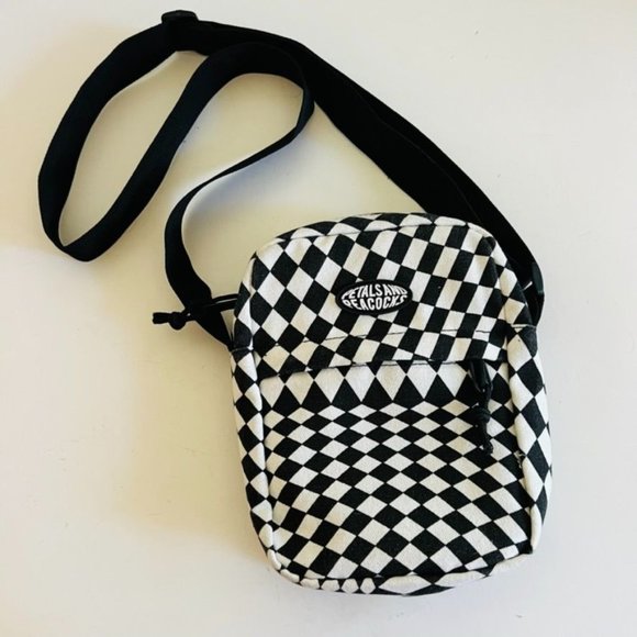 Petals & Peacocks Bags Petals Peacocks Black White Retro Check Slim
